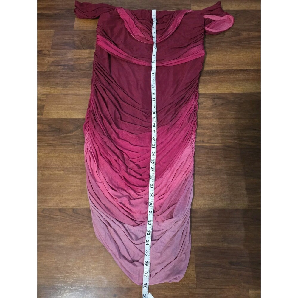 City Chic Flirtation Midi Ruby Ombre Cold Shoulder Ruffle Dress Fairy Romantic - Picture 8 of 13